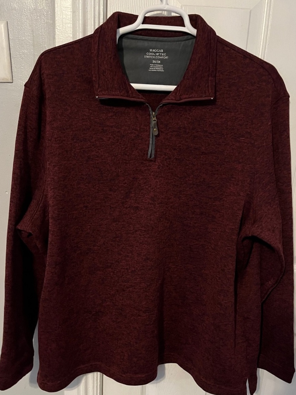 Haggar Men's Deep Burgundy 1/4 Zip Sweater Pullover
